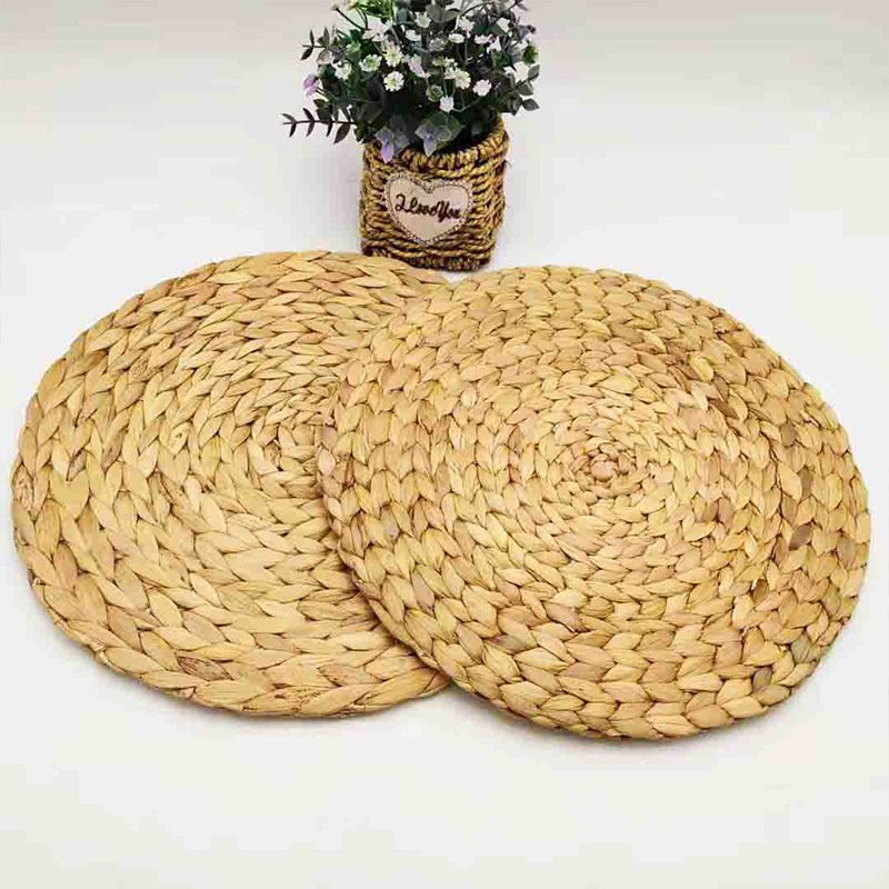 Water Hyacinth Coasters - Handwoven Heat-Resistant Table Mats For Dining & Home (Set Of 4 Natural Fiber Placemats)