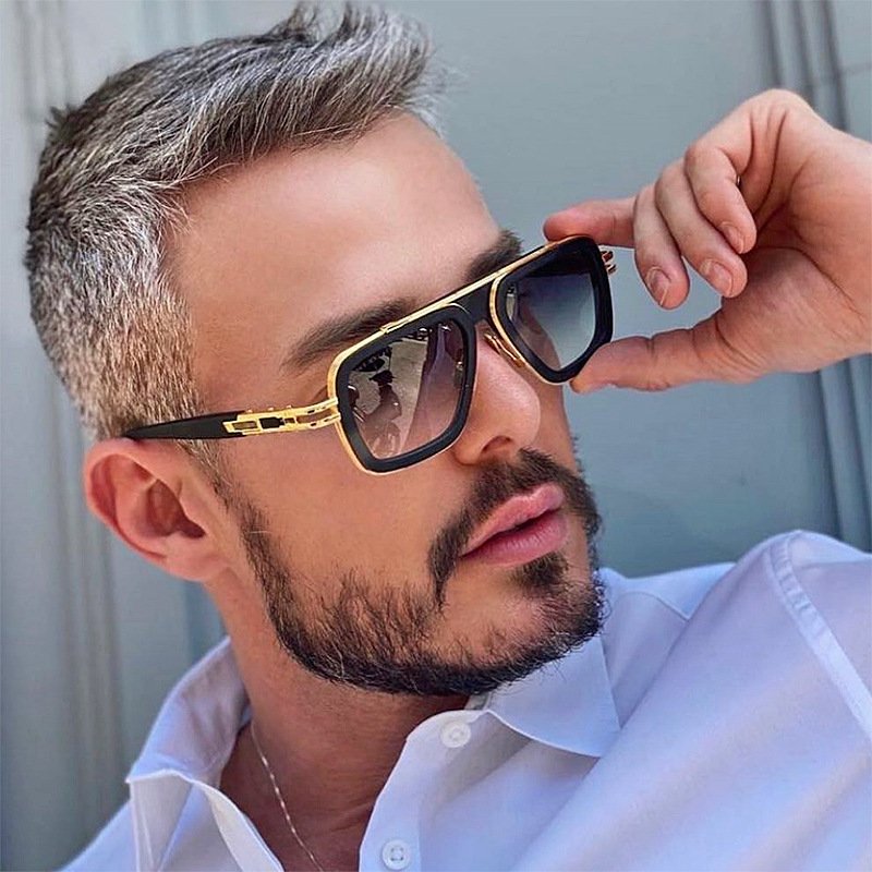 retro square frame sunglasses for men, high end steam punk style sunglasses for men, ins style