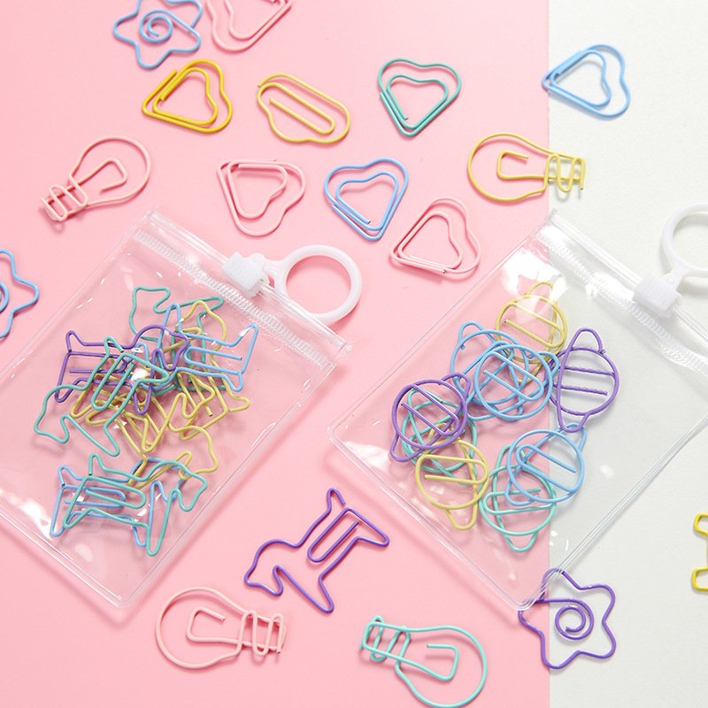 Creative metal candy color paper clips 10 pieces a pack small bookmarks cross border stationery office student creative bookmarks