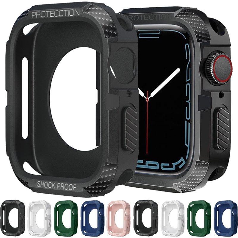 Carbon Fiber Case for Apple Watch Ultra 8/7/SE/6/5/4/3 TPU Shockproof Protector iWatch 41mm 45mm 38 40 42 44mm 49mm Bumper Cover
