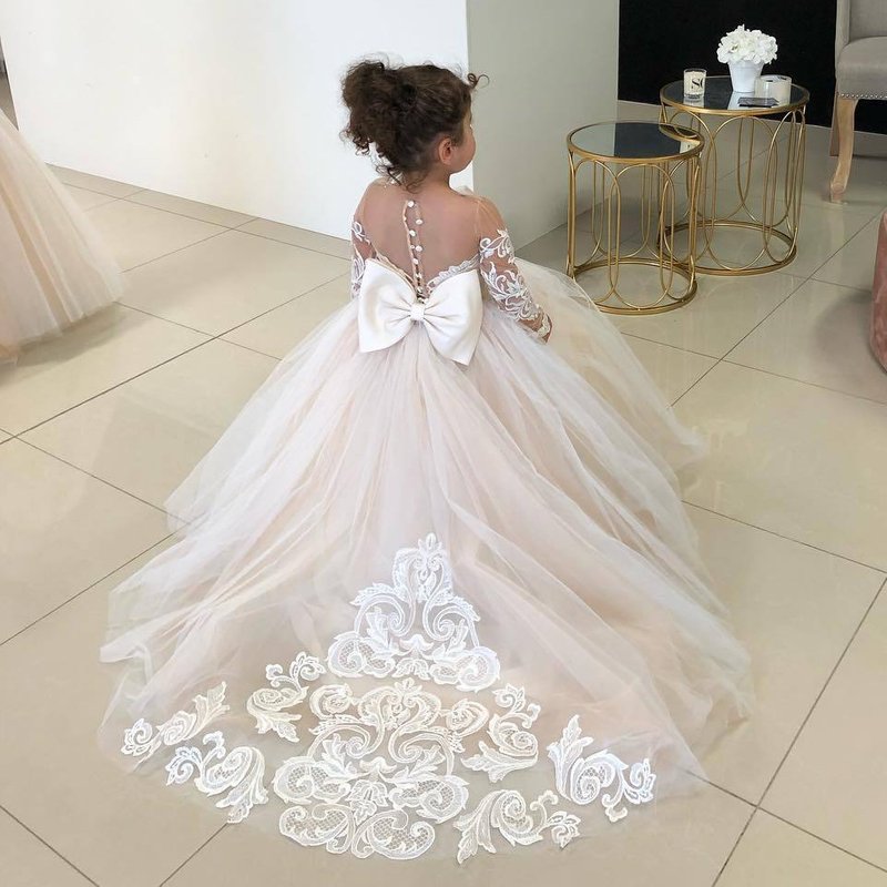 Kid's Clothing girls' tutu skirt children's princess skirt children's clothing performance costume flower girl wedding dress trailing lace dress