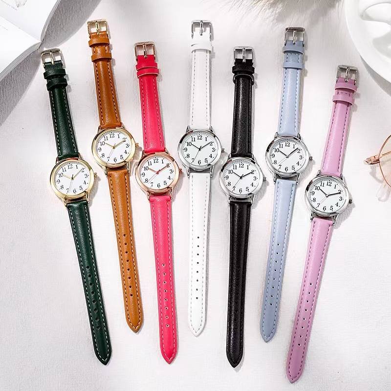 Women's Watches Simple Fashion Women's Belt Quartz Watch Girls Students Compact Waterproof Belt Watch