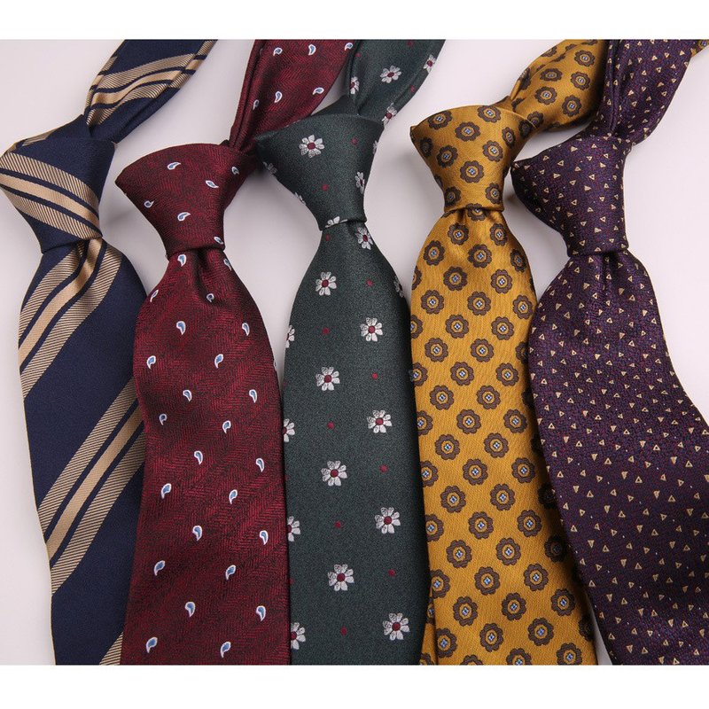 Men's polyester striped flower fashion business formal tie groom wedding formal tie men 7cm wholesale