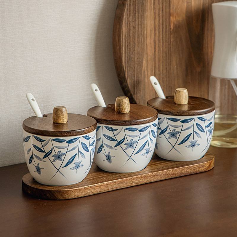 Vintage-Inspired Ceramic Spice Jar Set – Elegant Kitchen Storage For Salt, Pepper & Herbs, Decorative Countertop Organizer