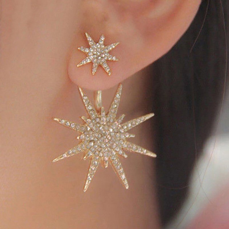 Yamaler 1 Pc Elegant Shiny Rhinestone Stud Earrings Dance Cocktail Ear Jacket Jewelry