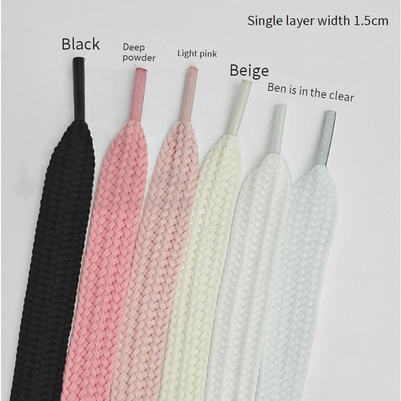 Shoelaces Tenglin 1.5cm Wide Bread Single Layer Shoelaces Sports Leisure Big Head Board Shoes Canvas Shoes Small White Shoes Shoelace Rope