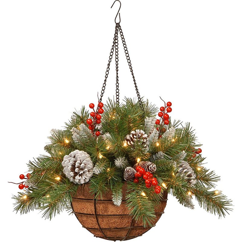 Christmas hanging basket wreath Christmas holiday decorations Christmas wreath European and American home ornaments artificial Christmas hanging baske