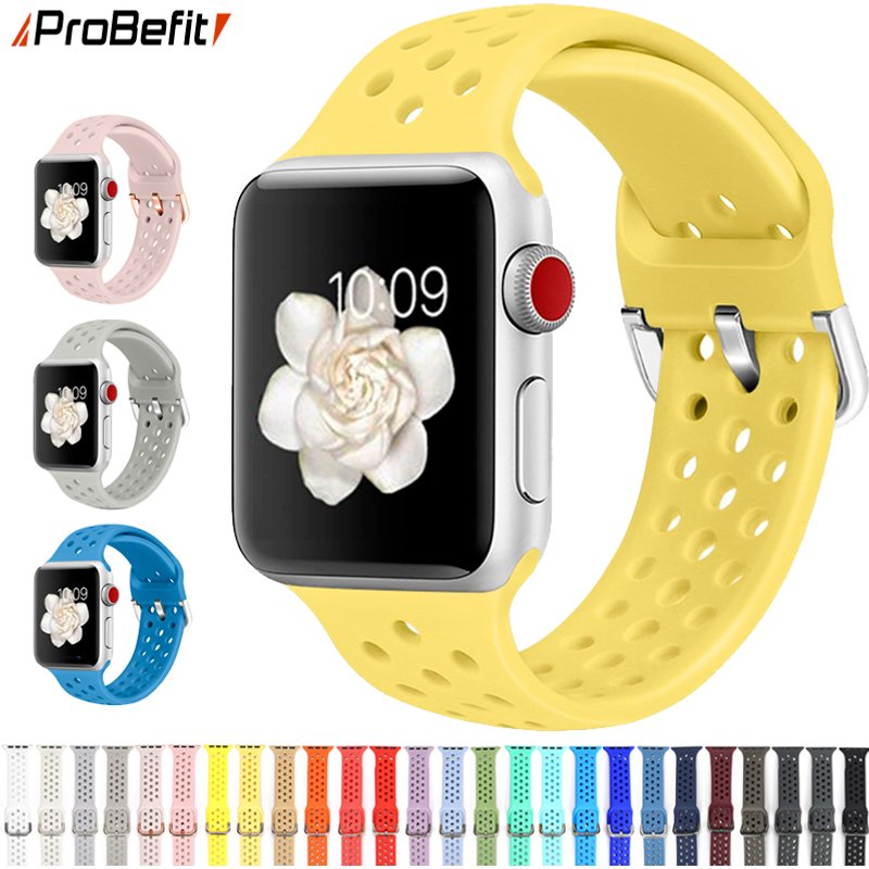 rubber Band for Apple Watch 4 5 6 SE 7 8 41MM 45MM 40mm 44mm 49 Soft Silicone Sport Strap for iWatch Series 5 4 3 Ultra 38 42