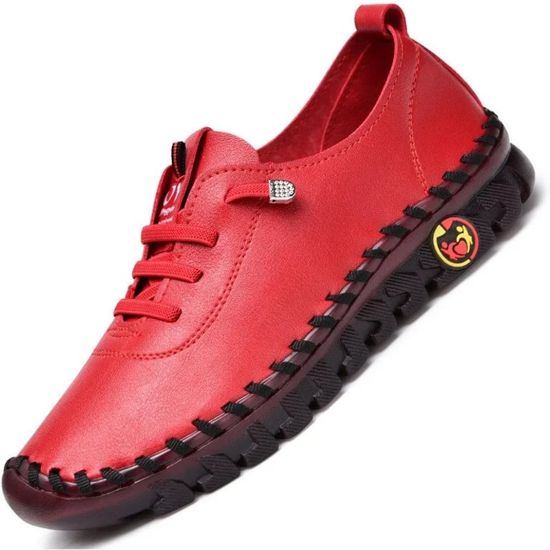 Sneakers Leather Loafers for Women Comfortable Slip on Hand Sewing Thread Mom Shoes Zapatillas De Mujer