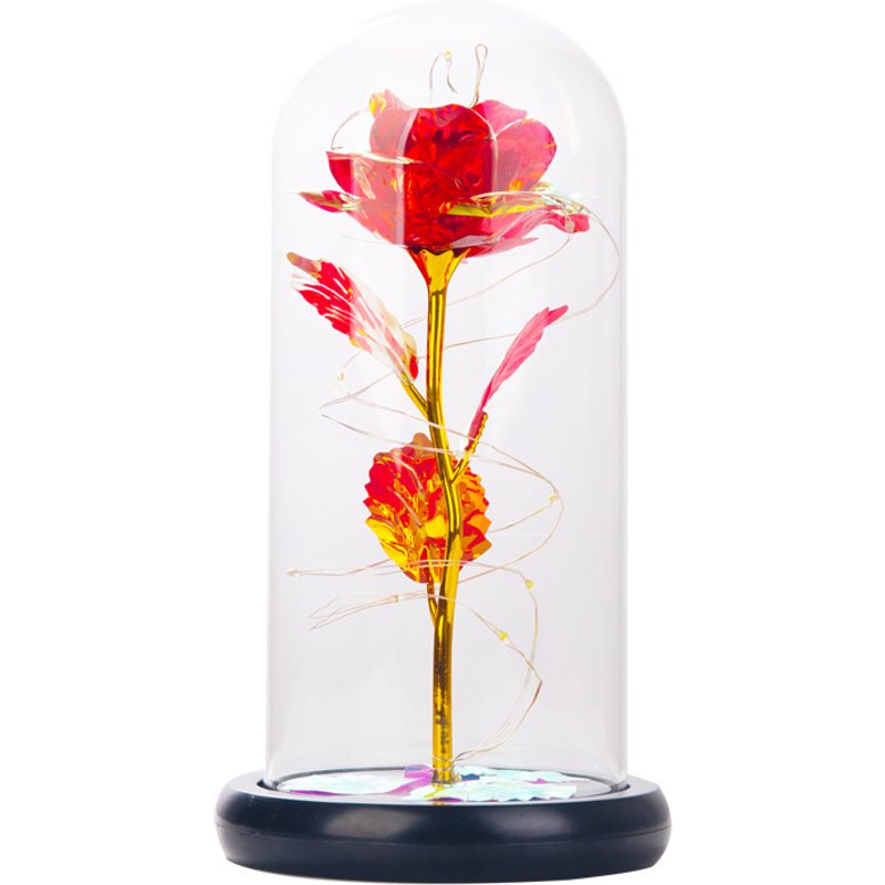 Mothers Day Artificial Eternal Rose LED Light Flower Beauty The Beast Valentine Day Girl Wedding