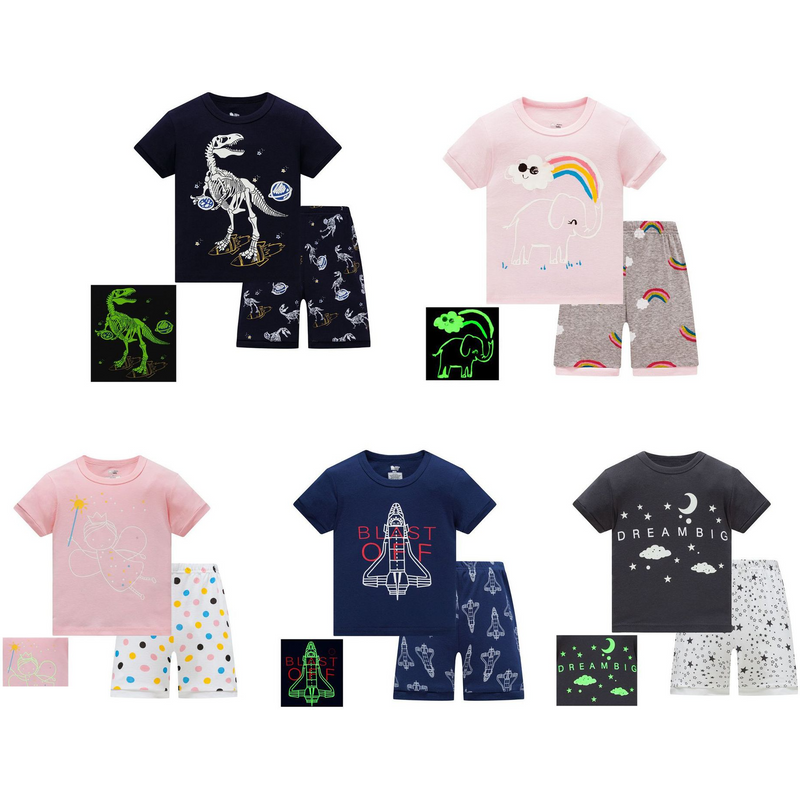 Kid's Clothing Baby Cotton Short-sleeved Riband Cotton Children's Pajamas Air-conditioning Clothes Home Clothes