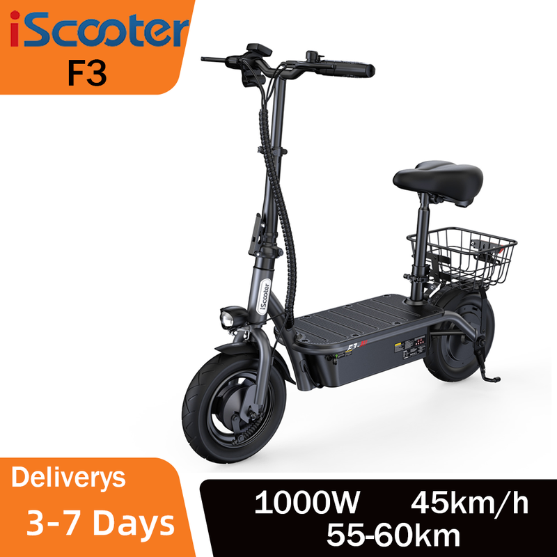 IScooterF3 Electric Scooter 1000W Motor 48V 13Ah 10 Inch Pneumatic tires 45Km/h Max Speed e scooter with 60km Range