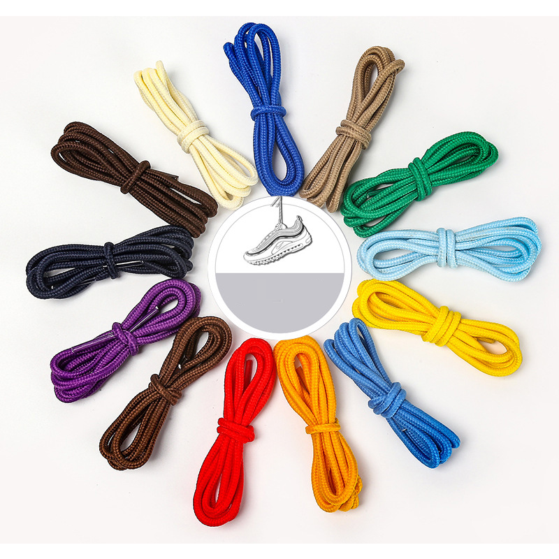 Shoe Accessories 4mm colorful polyester shoelaces suitable for coconut flying woven shoes, sneakers, hiking shoes, sneakers, hat ropes, trousers ropes