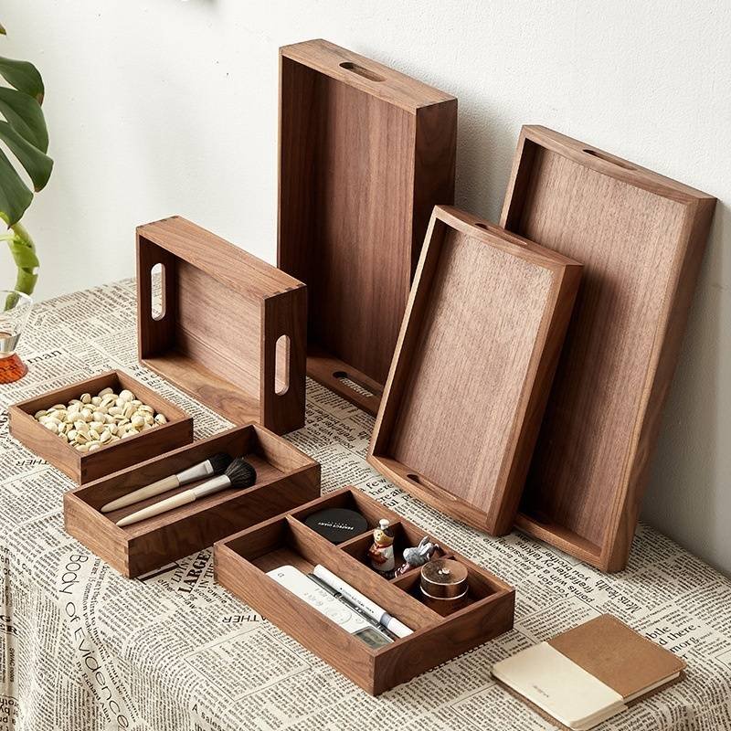 ​Solid Wood Entryway Organizer - Desk Tray For Keys Jewelry Cosmetics & Stationery Multi-Purpose Storage Box For Home & Office​