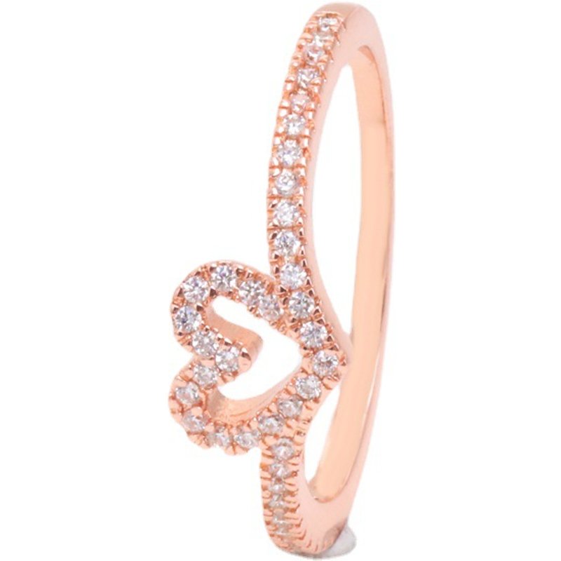 Women's Jewelry Ring White Copper Rose Gold Shining Love Bone Ring Heart Shaped Hollow Ring Surprise Gift