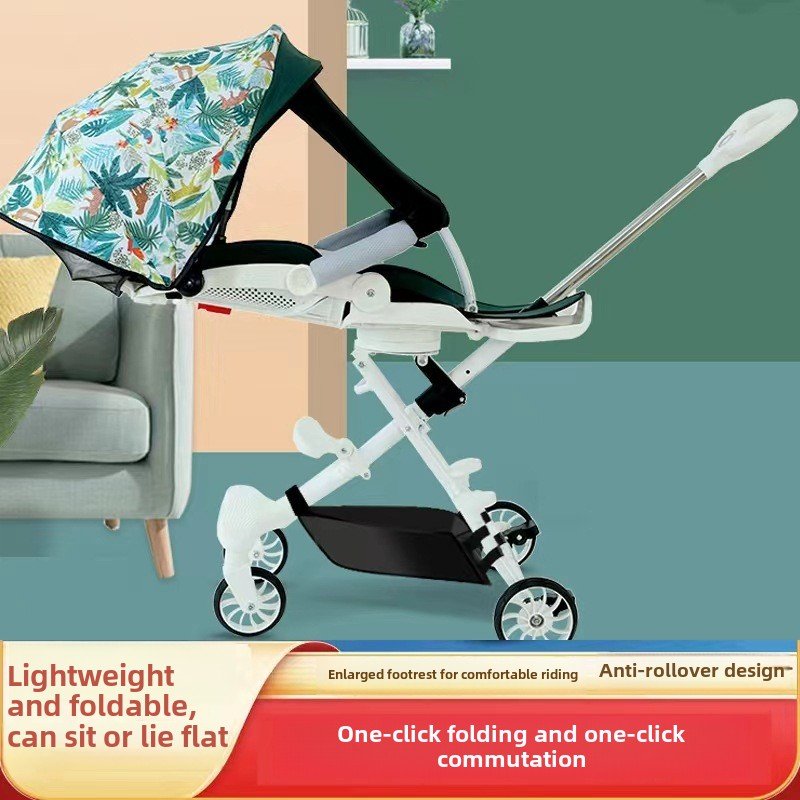 Baby Walking Artifact Trolley Ultra-light Foldable Children High Landscape Babies Can Sit And Lie Down One-click Rotation