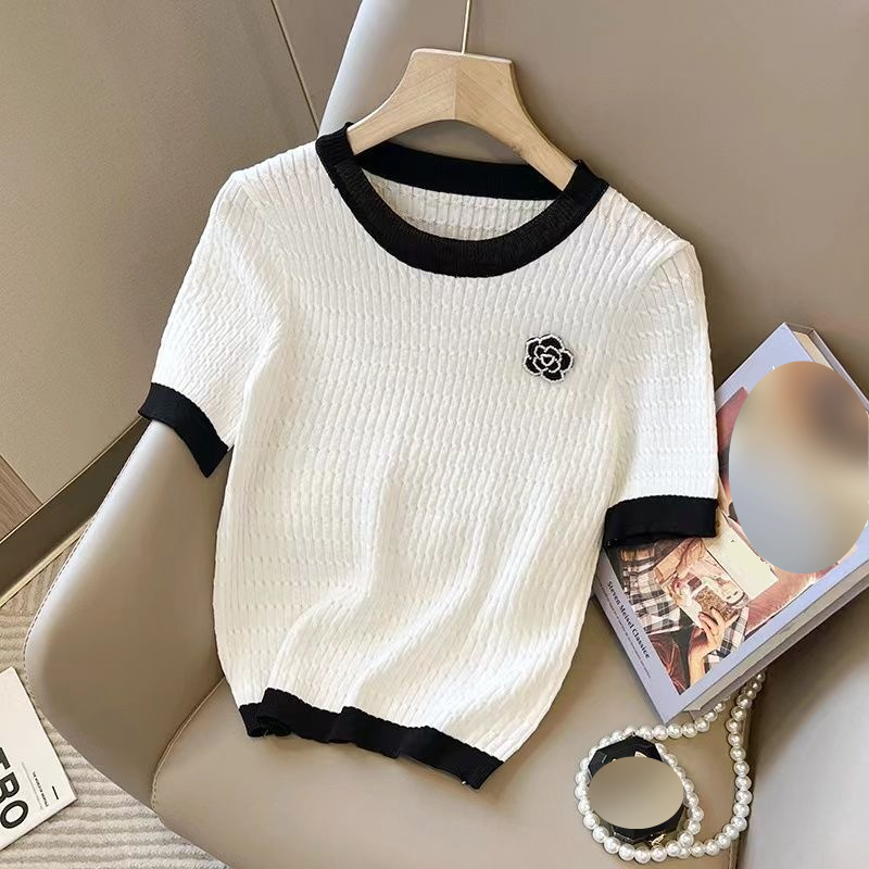 Women's New Summer Camellia Loose, Slim And Versatile Thin Ice Silk Knitted Sweater