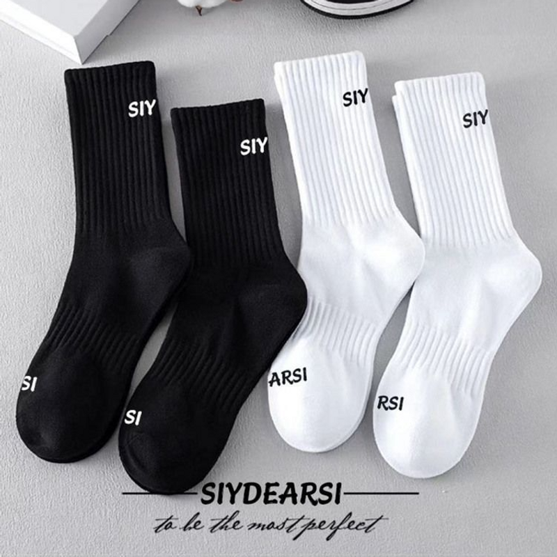 Cotton Black And White Socks For Men High Tops Deodorant Wicking Sweat Preppy Growth Socks For Men