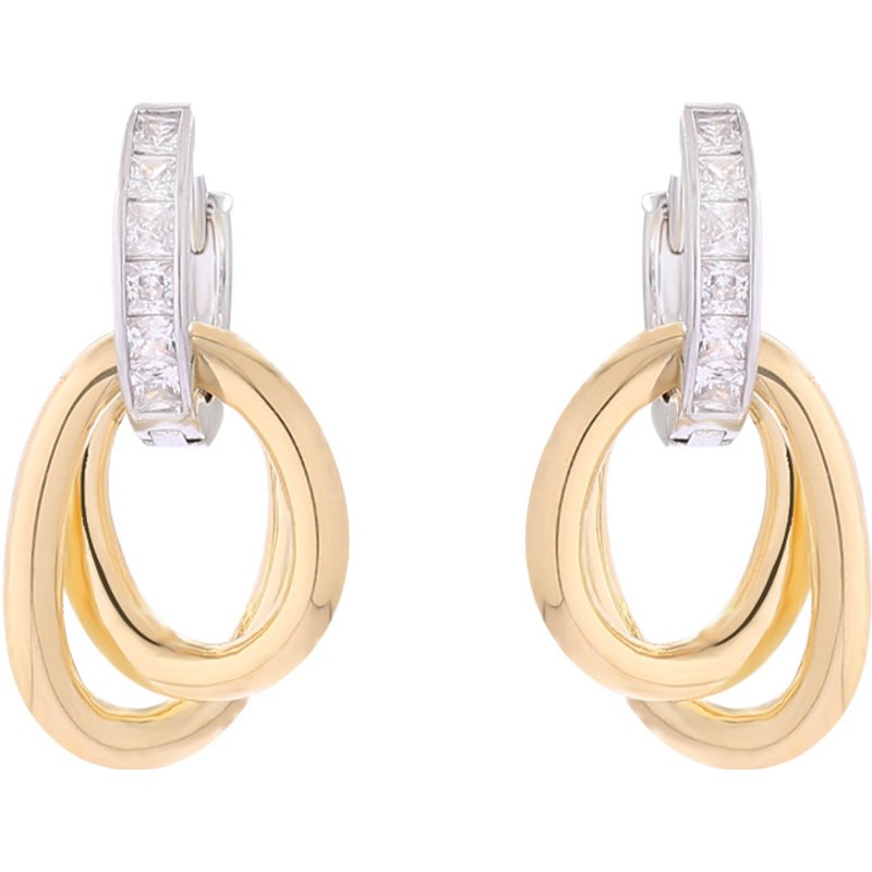 Women's Jewelry Temperamental Simple Zircon Metal Ear Buckles Fashionable Versatile Earrings Niche Earrings Light Luxury High End Summer Earrings