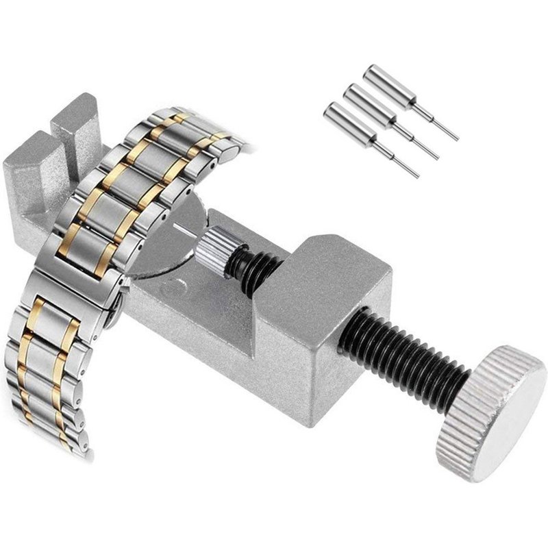 Qianbihe Adjustable Watch Strap Link Pin Remover DIY Band Adjuster Repairing Tool Kit-Silver