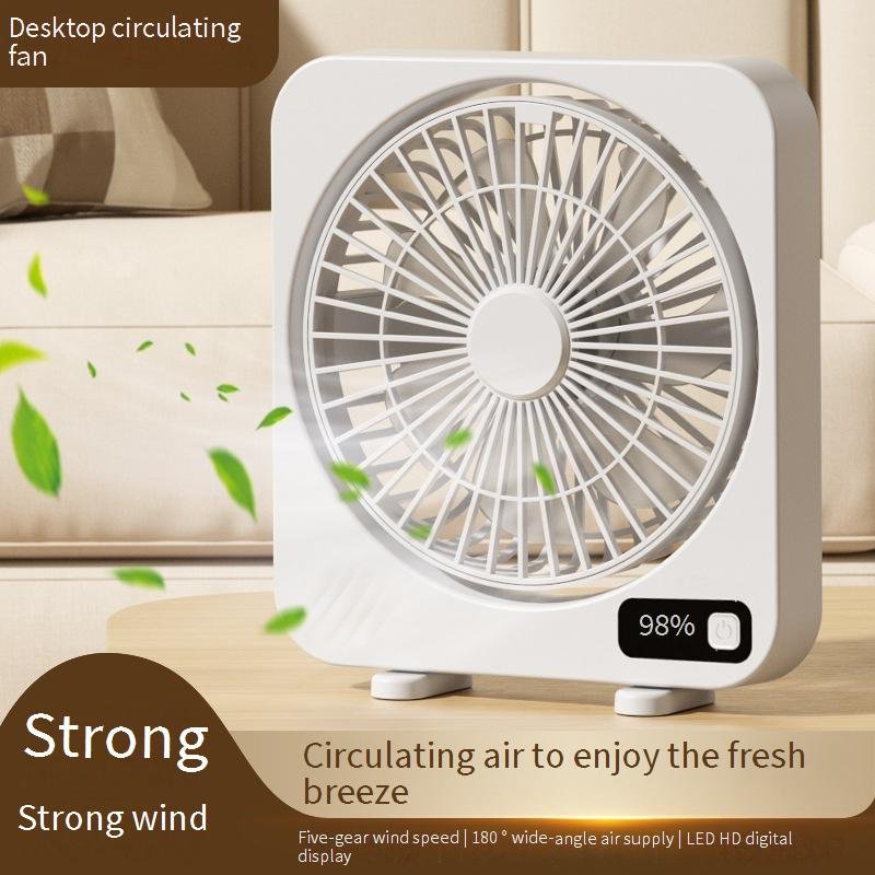 USB Desk Fan With Digital Display - Quiet High Speed Rechargeable & Portable For Office Use