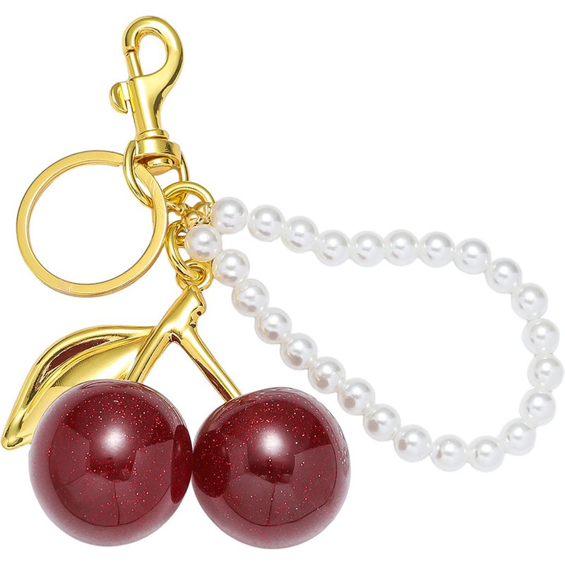New Personalized Resin Cherry Pearl Keychain Pendant