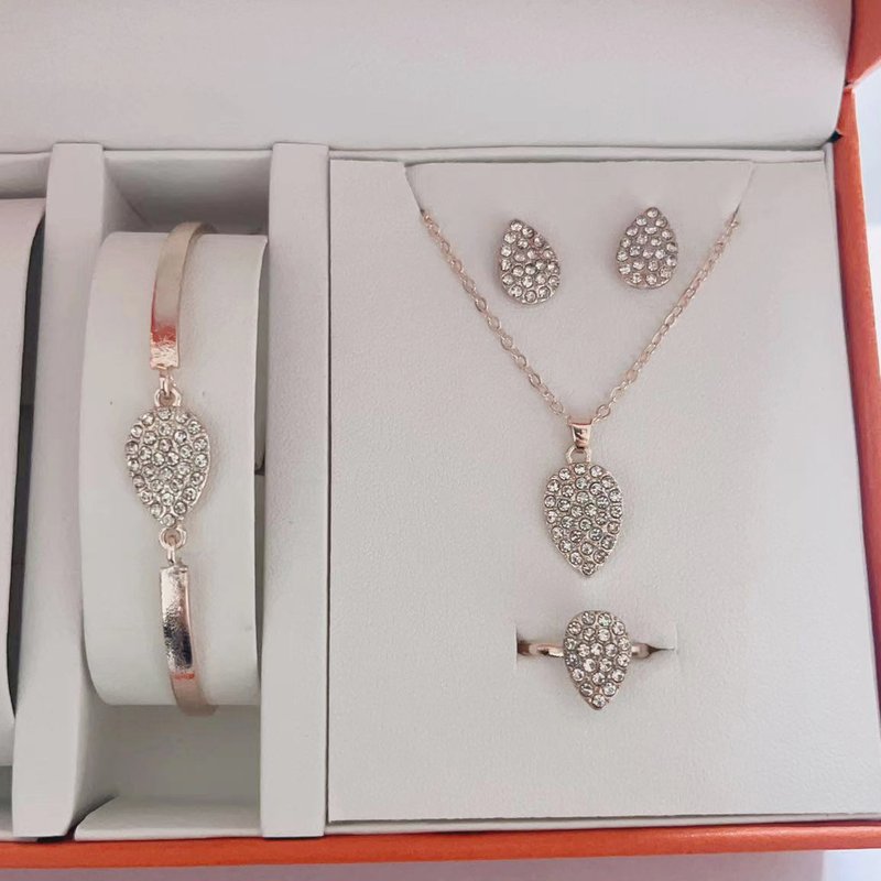 Bohemian full diamond teardrop necklace, earrings, bracelet sets, watch accessories