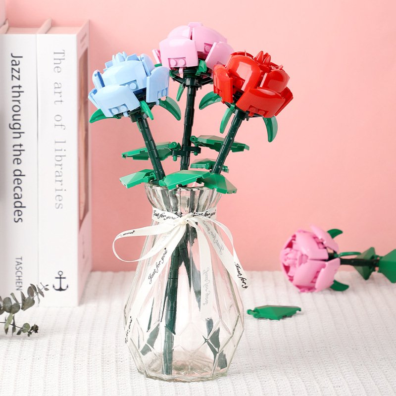 Building Blocks compatible with Lego roses graduation season gift building blocks flower assembly educational toys decoration small particles