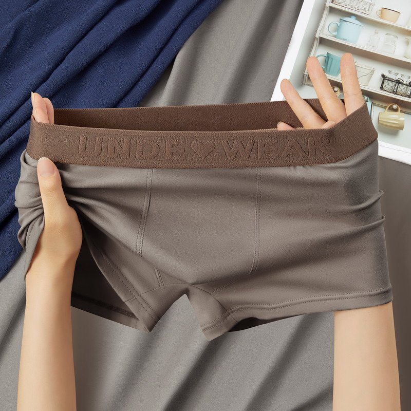 Men's Underwear Pure Cotton Maillard Retro Boys Boxer Briefs Mid Rise Comfortable Breathable Four Corner