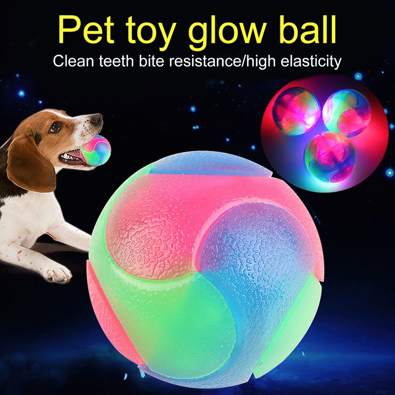 Guangying Pet Elastic Toy Ball Good Toughness Glowing Bite Resistant Flashing Bounce Pet Companion Teeth Cleaning Cat Elastic Ball For Dogs