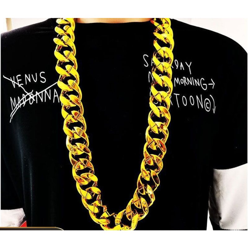 Hot Selling Popular Hip Hop Big Chain, Golden Plastic Performance Props, Hip-Hop Super Thick And Exaggerated Large Necklace,Nightclub,Rapper,No Fade
