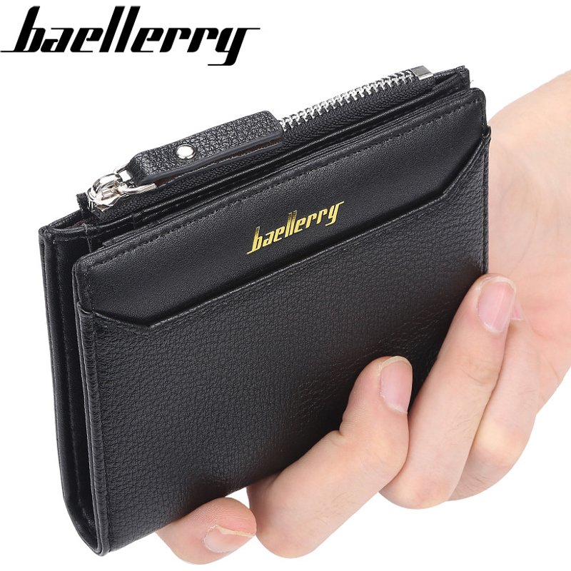 Baellerry Men's Wallet High Quality Fashion Short Zipper Coin Purse Open Wallet Multi Card Card Holder
