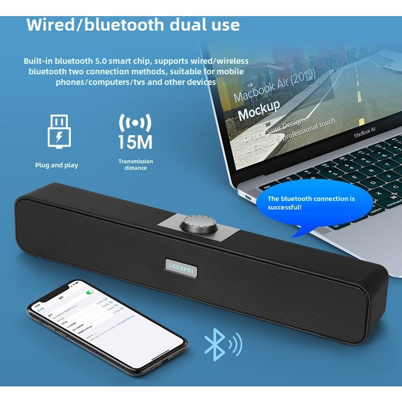 350BS Wired Desktop All-in-One Strip Sound Blaster Sound Bar Speaker, Laptop USB Bluetooth Speaker