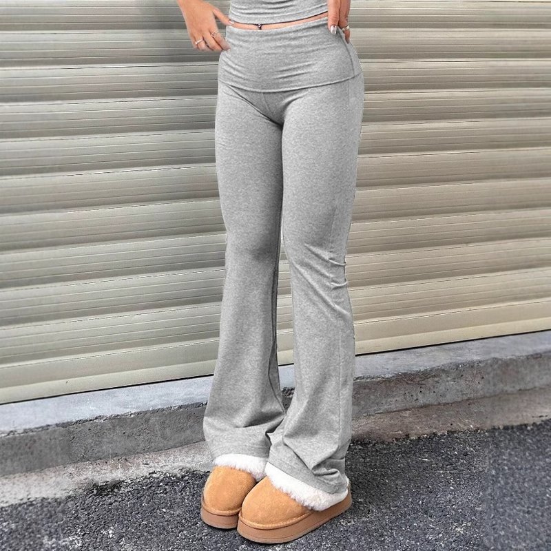 Stylish High-Waisted Flare Pants For Women - Stretchy & Comfortable Wide Waistband, Slim Fit, Casual & Trendy