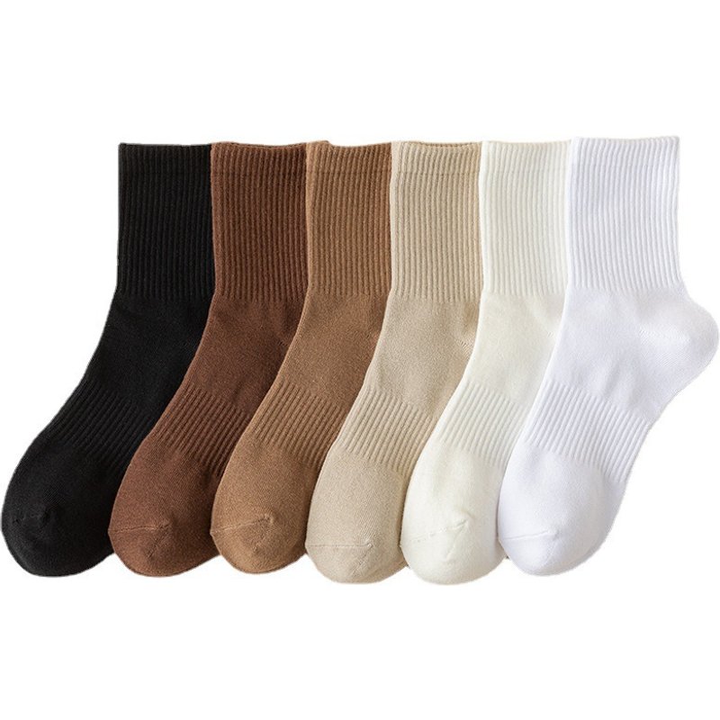 Men's and women's lovers socks waist socks autumn and winter solid color high stretch stockings casual simple socks warm color socks