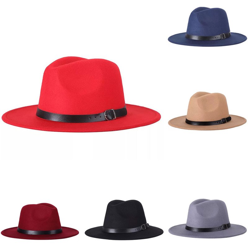 XinWq Fedora Hat Solid Color Adjustable British Style Jazz Cap Costume Accessory Streetwear