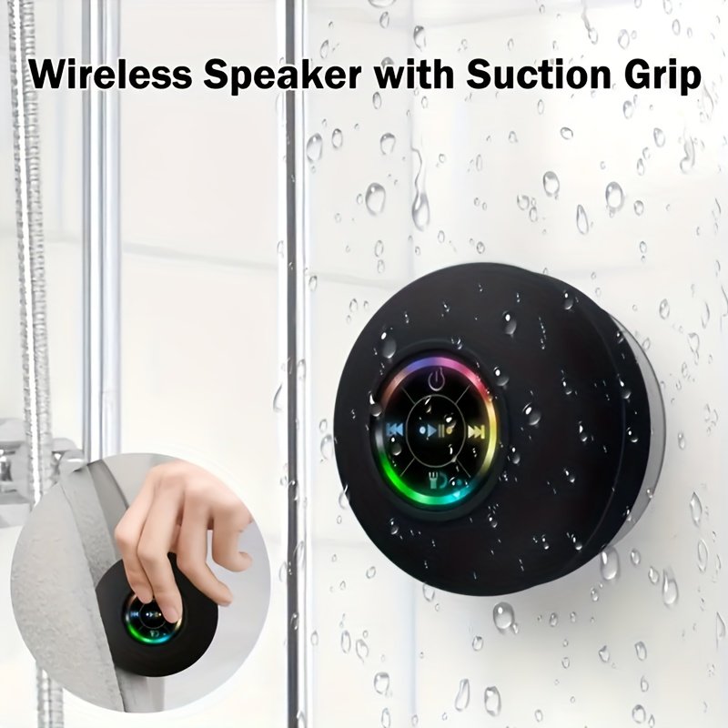 Wireless Portable Speaker with Suction Cup - USB Rechargeable, 2 Hours Playtime, 5.0 Version, Perfect for Parties, Travel, and Outdoor Use (Black)