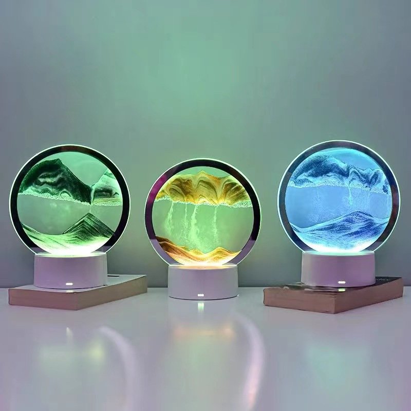 Creative Hourglass Glowing Sand Art Ornament For Living Room Office TV Cabinet Light Luxury Decoration Birthday Gift