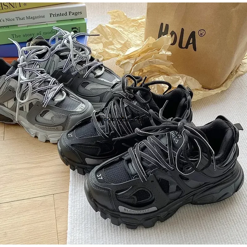 Designer Shoes Sneakers Track Mens Womens Triple White Black Pink Grey Beige Orange Blue HF