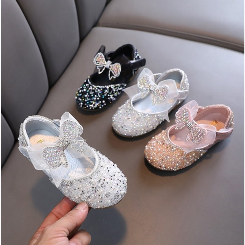 Summer 2025 New Style Korean-Style Girls' Princess-Style Little Girl's Princess Bow Tie Baby Single Shoes And Leather Shoes