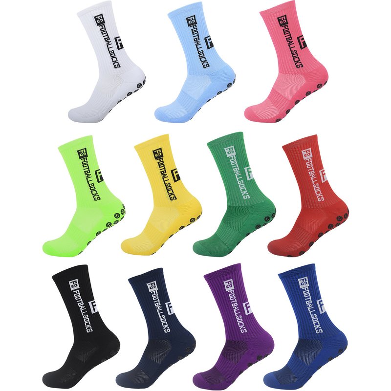 Sports Socks, FS Style, Professional Football Socks, Thickened Terry Cloth Sole, Dotted Adhesive Anti Slip Mid Calf Training Socks.