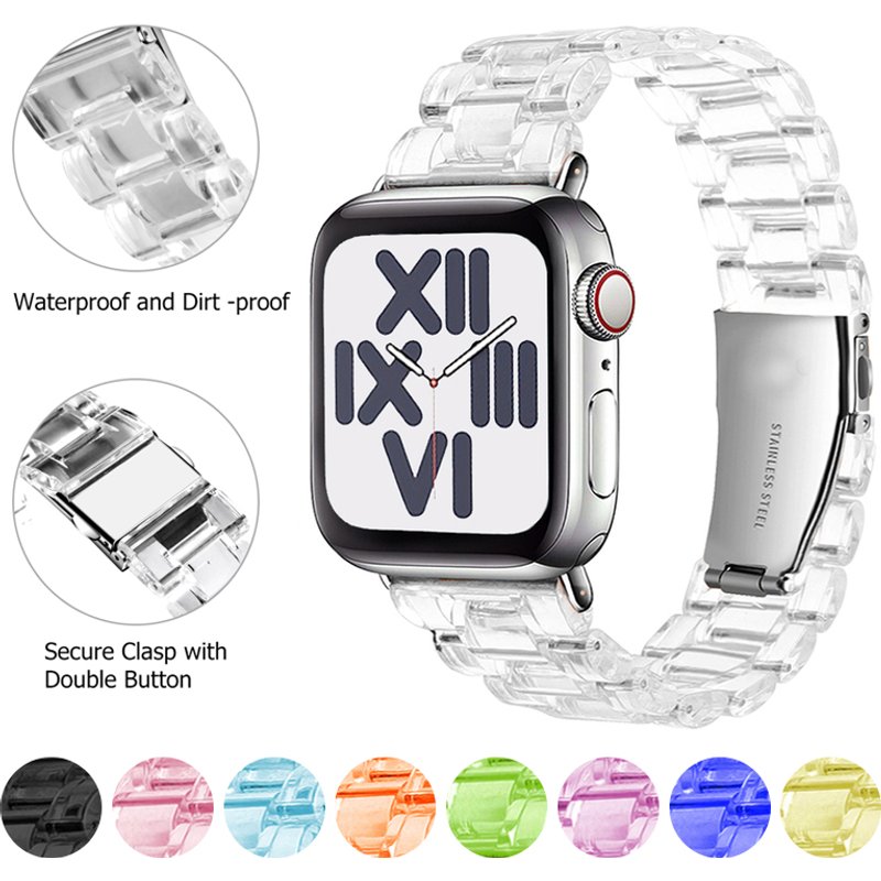 Transparent Resin strap for apple watch band 42mm 40mm correa 44mm 38mm link smart bracelet iwatch series 8 7 6 5 4 SE 41MM 45MM