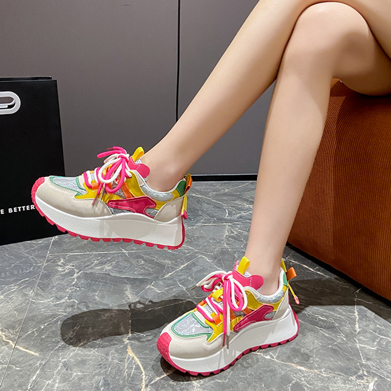 Women's Shoes Thick Sole Casual Student Sports Running Shoes Ins Daily Trendy Sneaker Vacation Walking Shoe