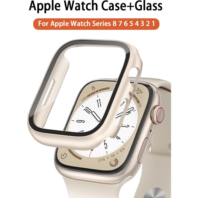 Glass+Cover For Apple Watch case 8 7 6 SE 5 3 iWatch Accessorie Screen Protector Apple watch serie 45mm 41mm 44mm 40mm 42mm 38mm