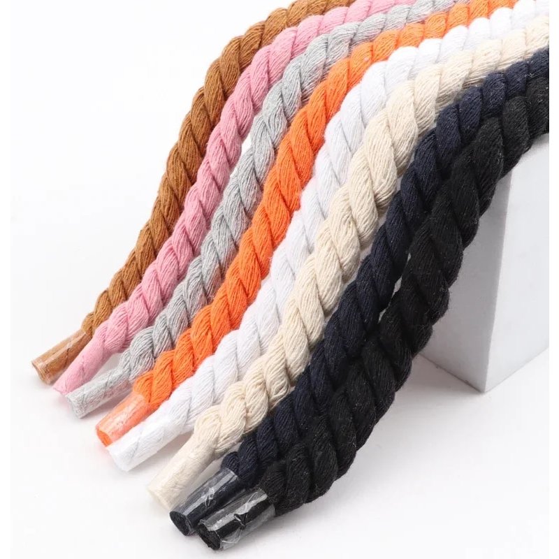 Quality Round Shoelaces Colorful 1CM Thicker Cotton Shoe Laces For Sneakers Fashion Men And Women Shoestring Accessories