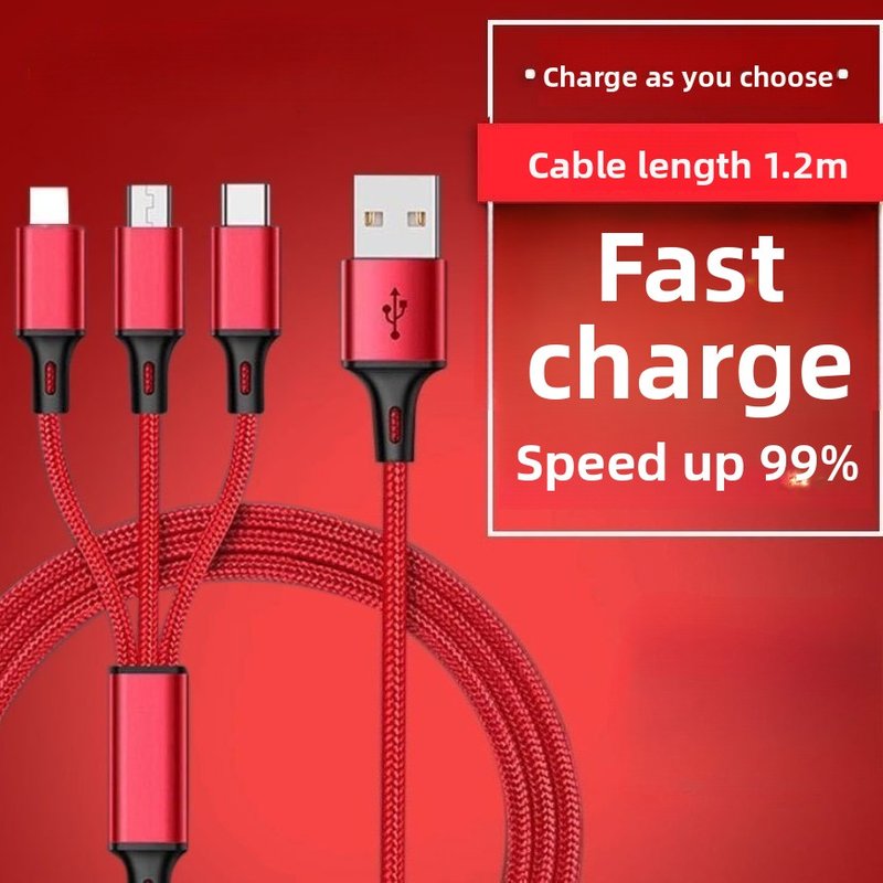 3 In 1 USB Charging Cable For IPhone/Type-C/Micro USB Charger Cable