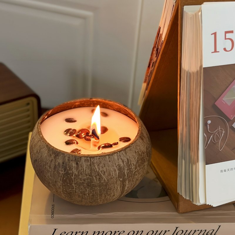Natural Coconut Shell Aromatherapy Candle – Hand-Poured With Coffee Bean Infusion | Eco-Friendly Gift Set For Home, Bedroom & Relaxation