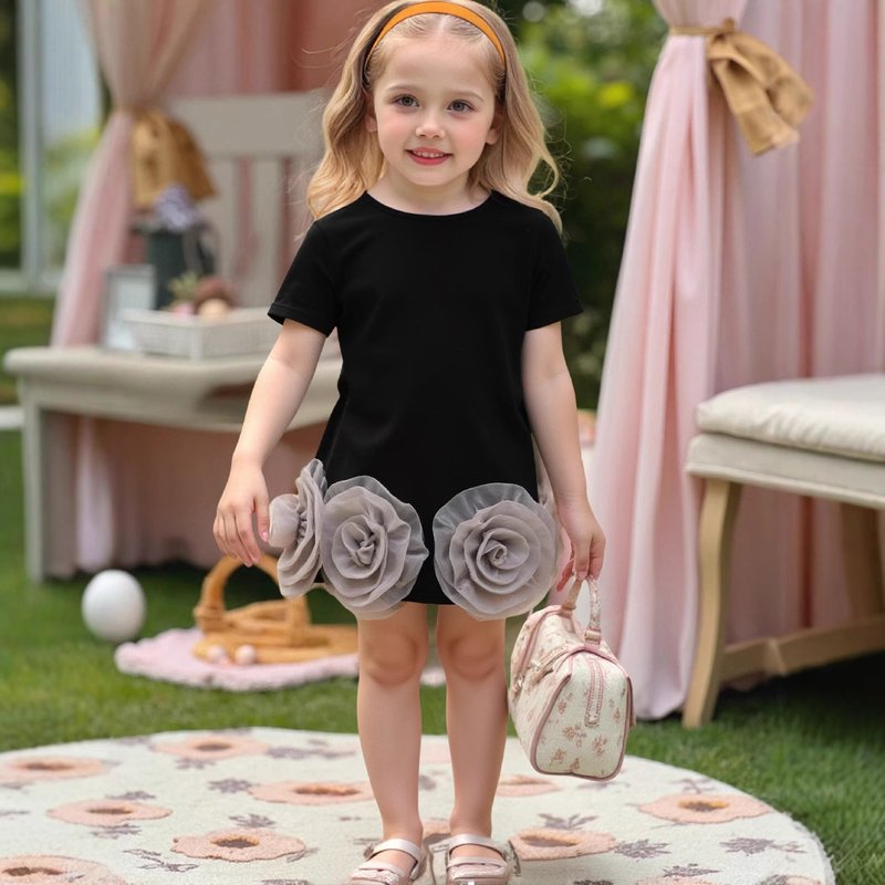 Mother & Kids Girls' Fashionable Stylish Patchwork T Shirts Sweet Short Sleeved T Shirts