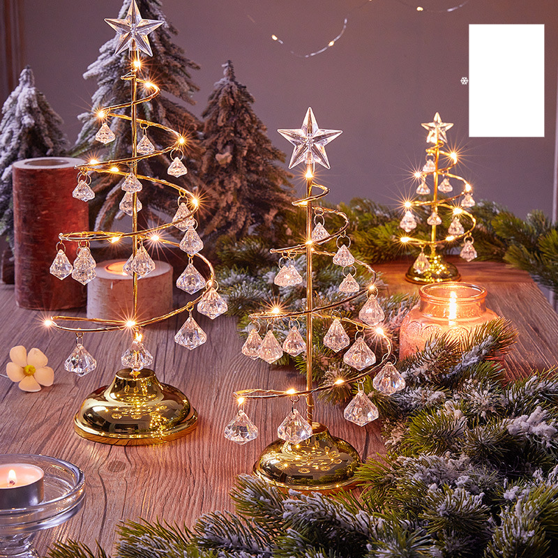 Christmas Decorations, Electroplated Iron Christmas Tree, Luminous Crystal Christmas Tree, Night Light, Christmas Gift Ornaments