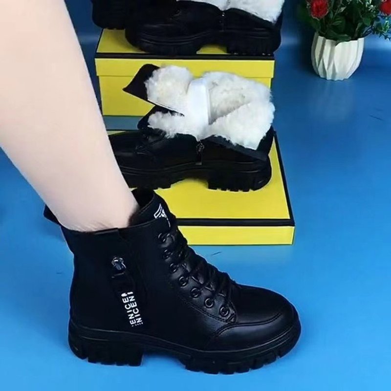 New Soft Martin Autumn Winter Thickened Plush Snow Women's Shoes Non-Slip Waterproof Warm Leather Boots